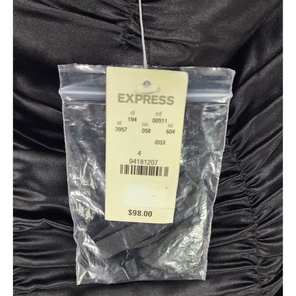 Express Dress Womens 4 Black Draped Strapless Silk Mini Dress - Picture 12 of 15